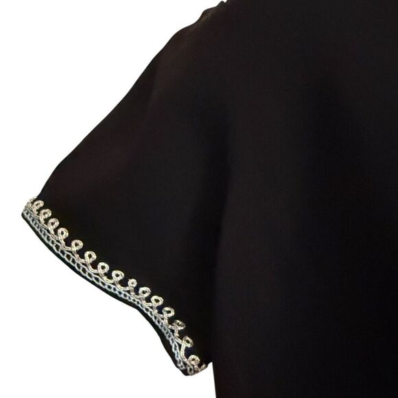 Embroidered Black & Silver Vintage Mandurian Collar Top Size M - Picture 6 of 10